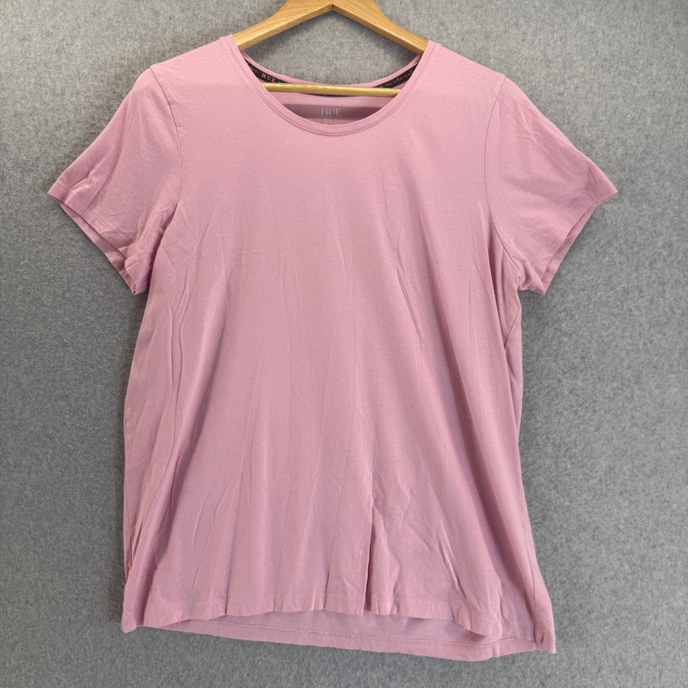 HUE Soft T-Shirt Tee Everyday Top Short Sleeve Bubblegum Pink‎ Womens Size XL